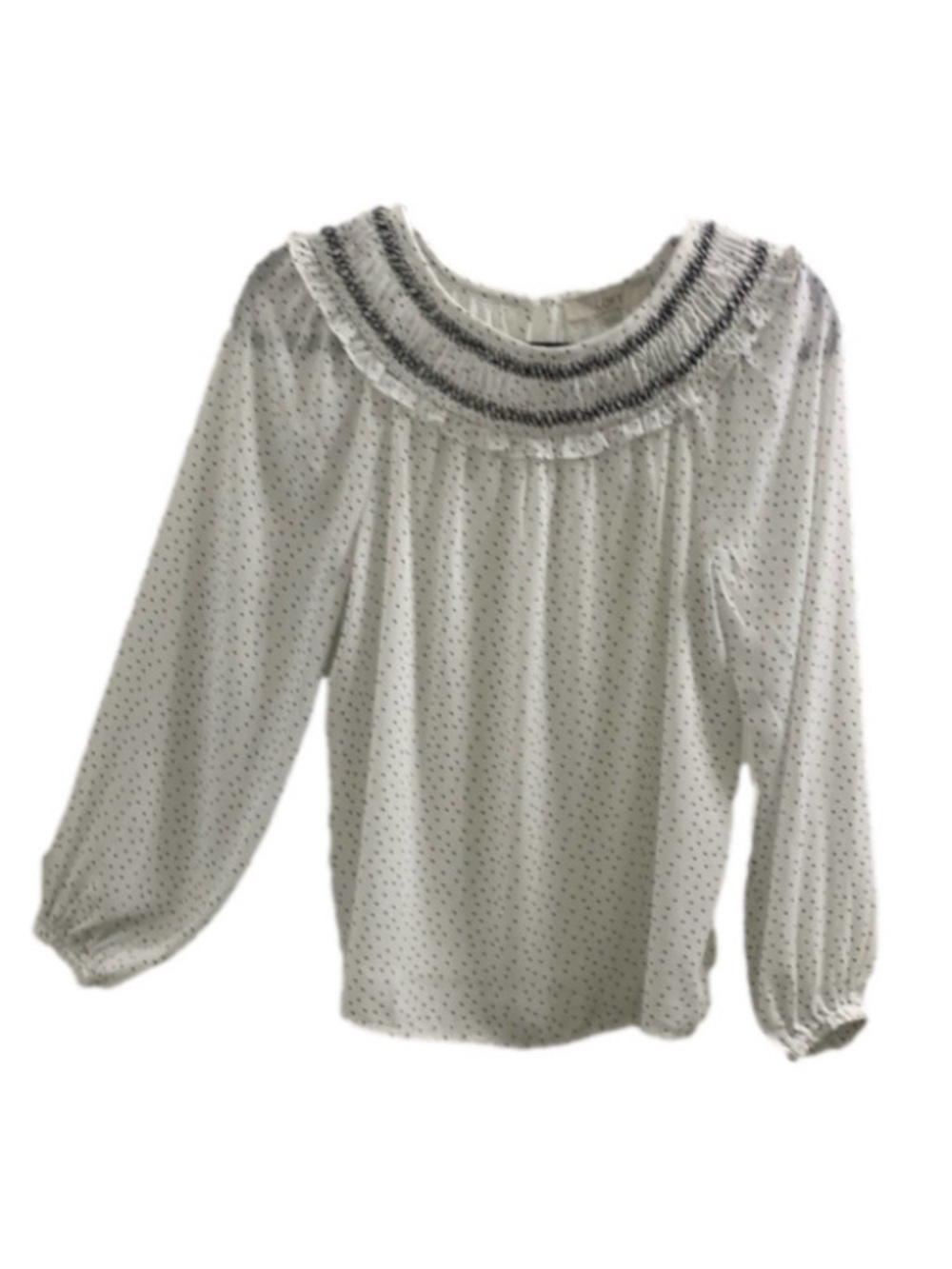 Loft XSmall smocked dotted blouse